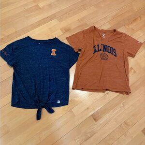 Lot of 2 U of Illinois T-Shirts, Large and Medium
